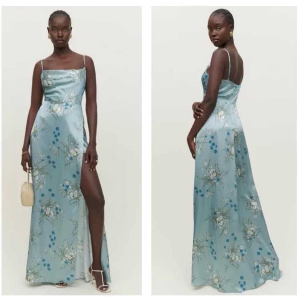 Reformation Sky Blue Floral Maxi Dress